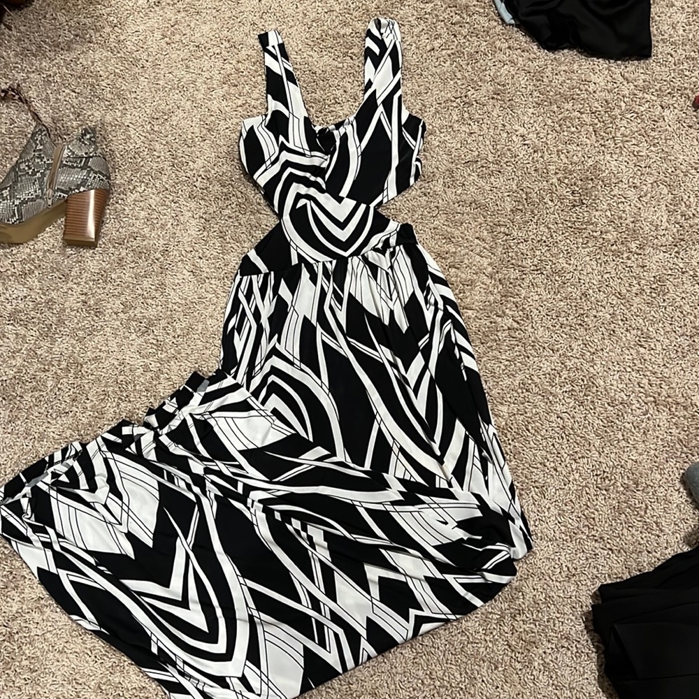 Black and white cutout maxi dress. Size small